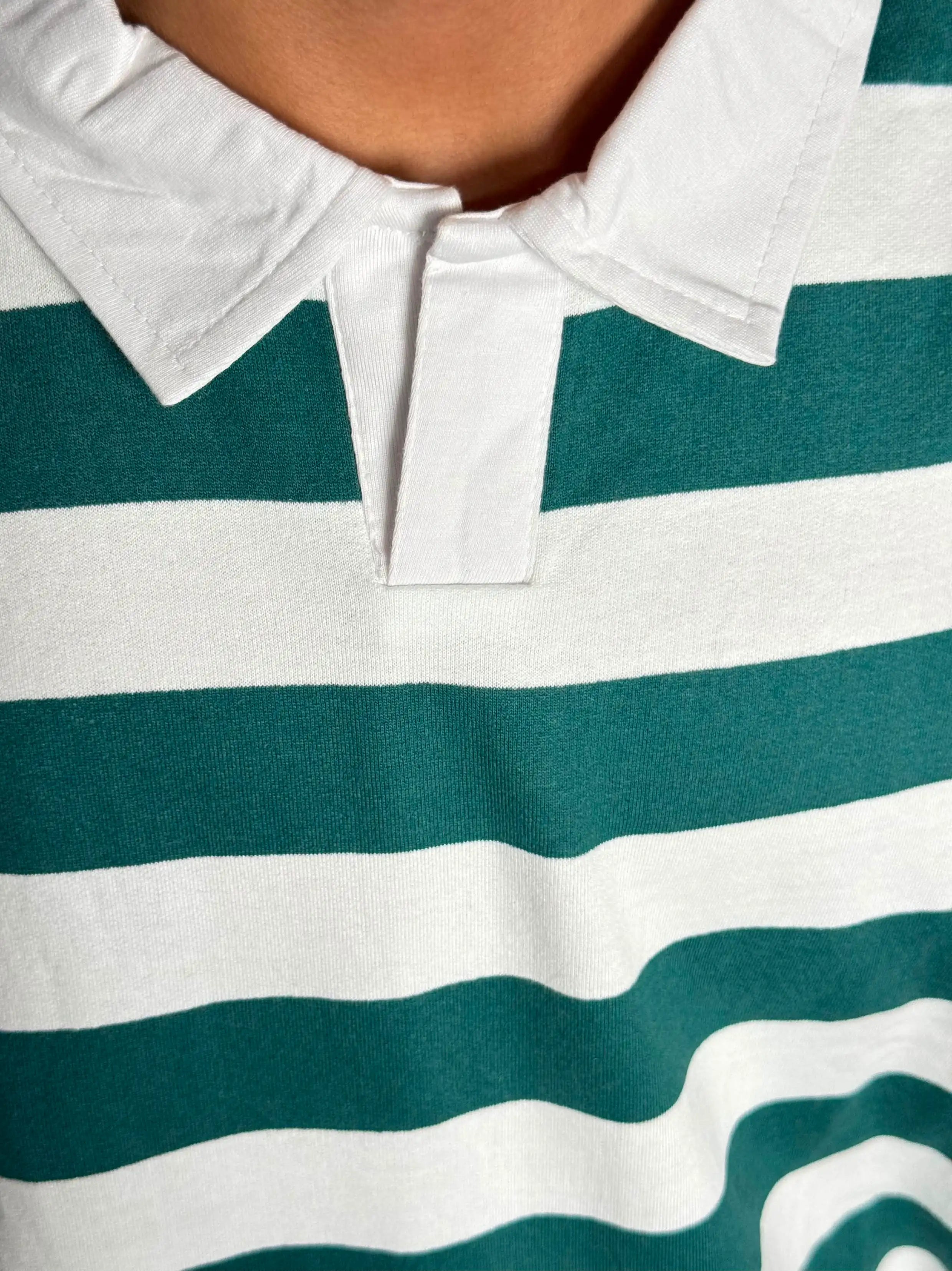 White Striped Rugby Polo T-Shirt