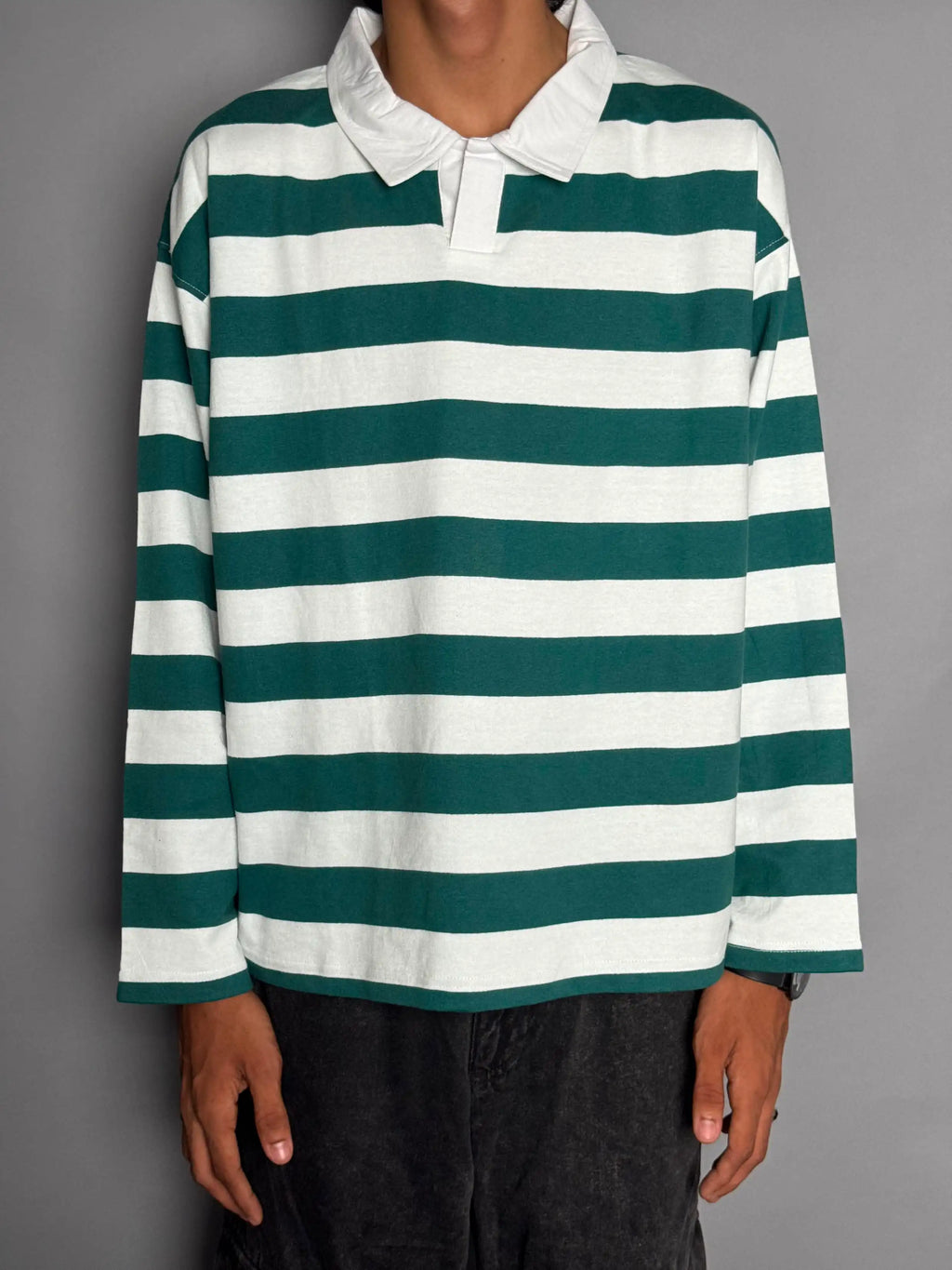 White Striped Rugby Polo T-Shirt