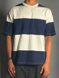 Striped bold navy blue