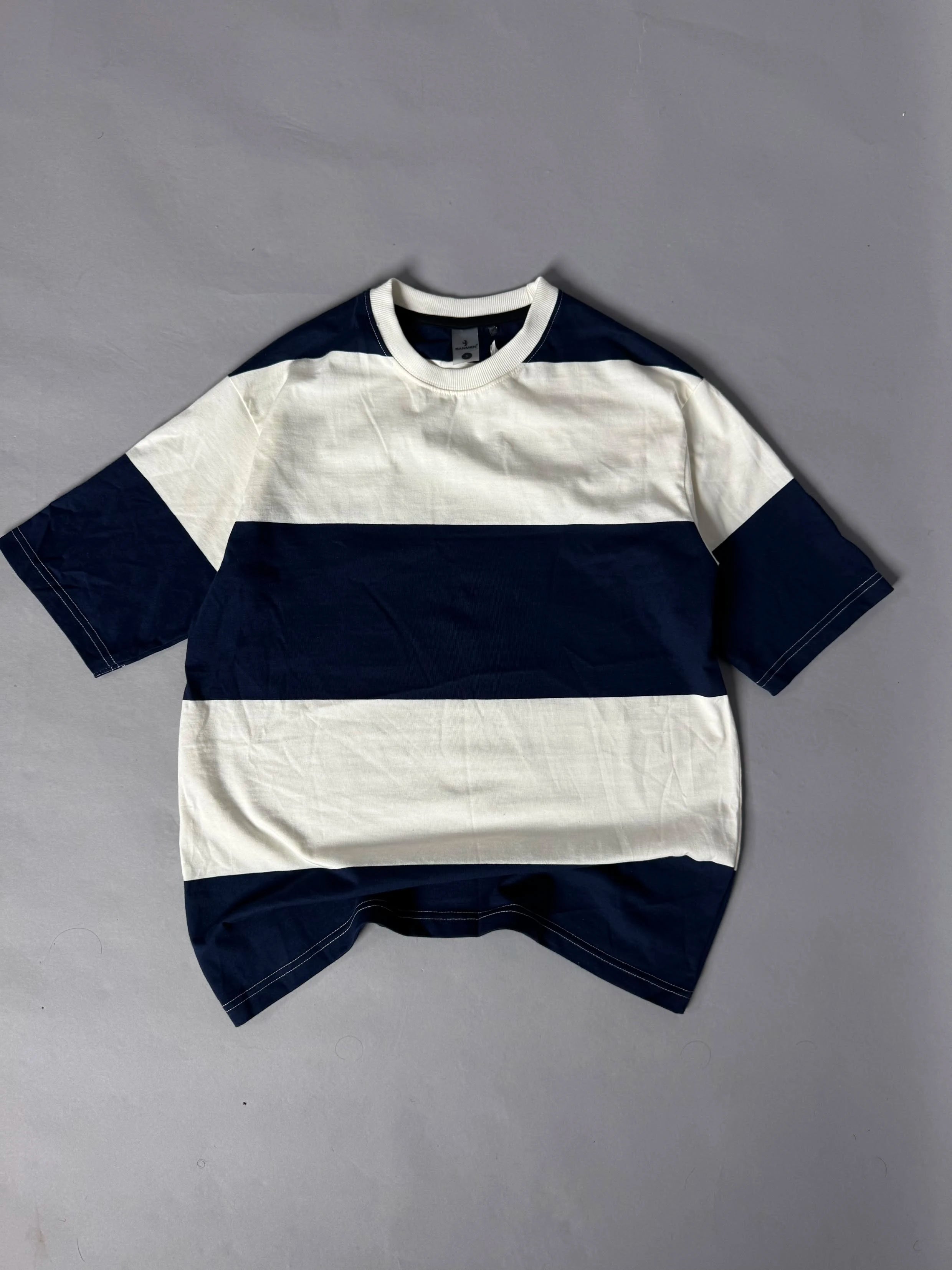 Striped bold navy blue