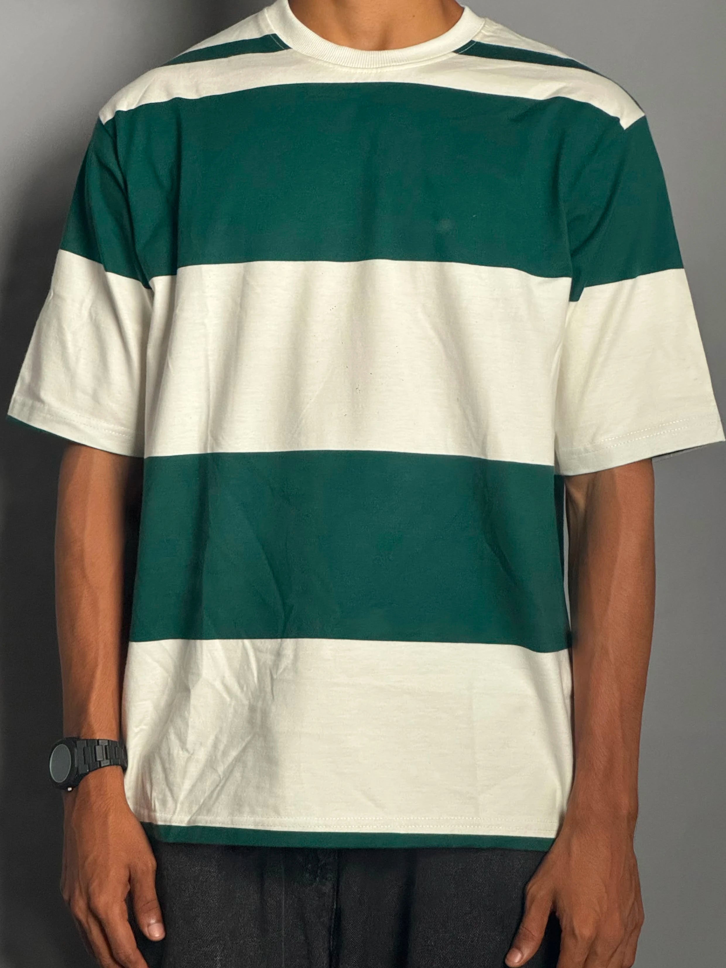 Striped oversized bold green
