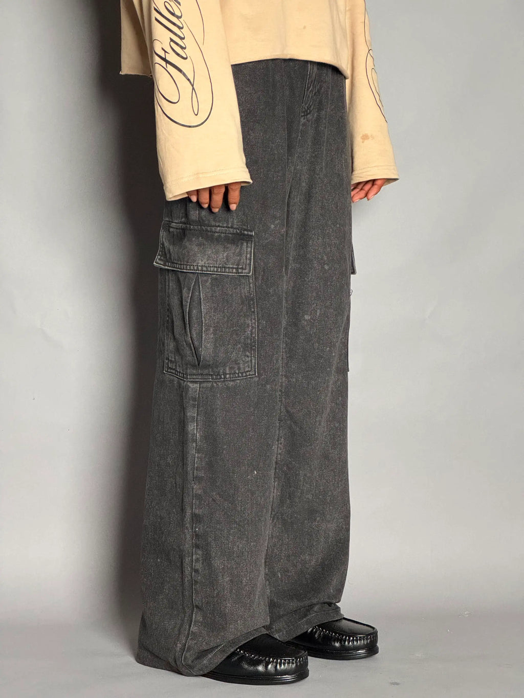 Charcoal Grey Cargo Jeans