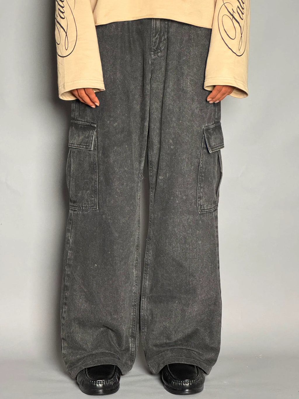 Charcoal Grey Cargo Jeans