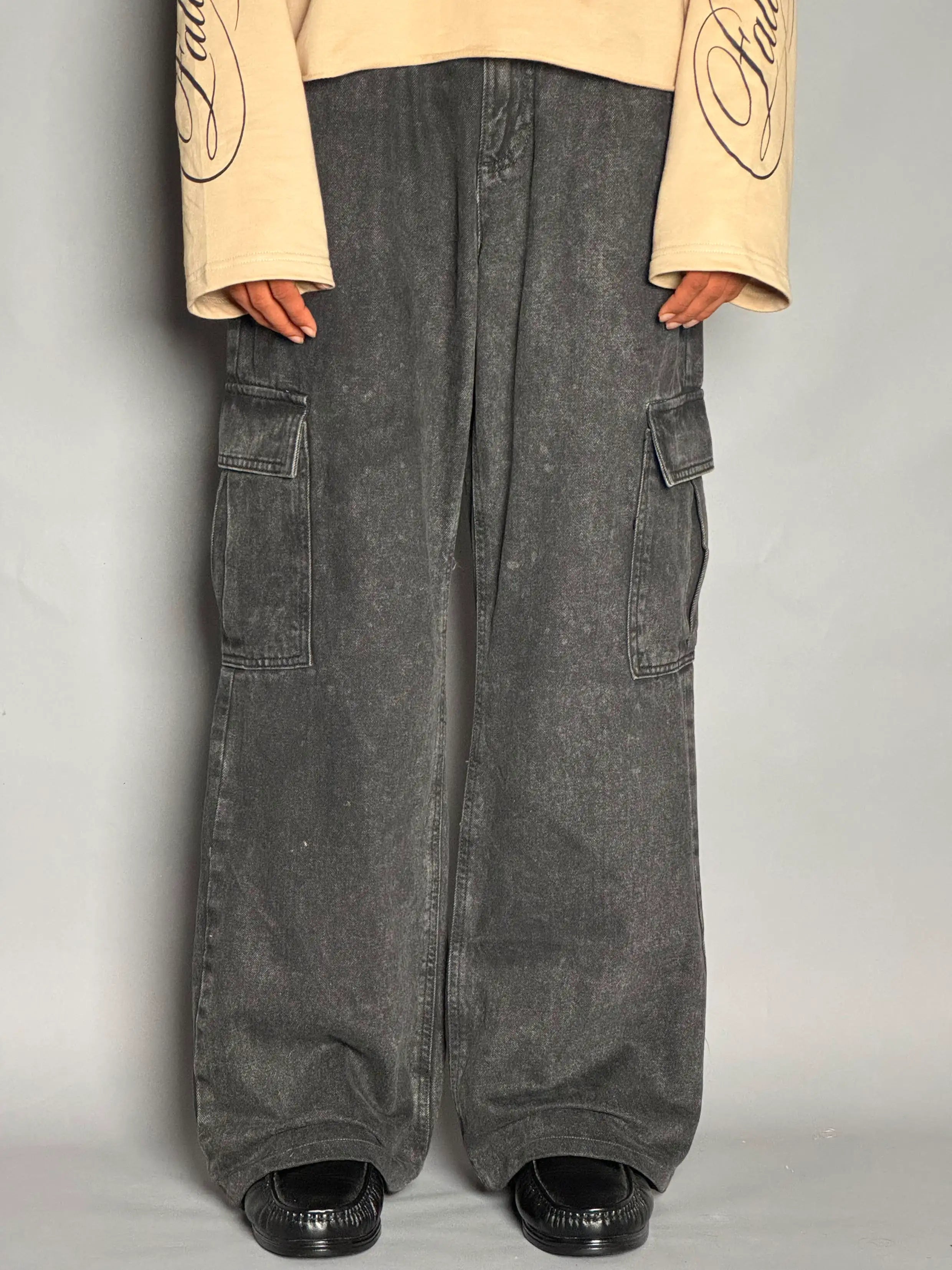 Charcoal Grey Cargo Jeans