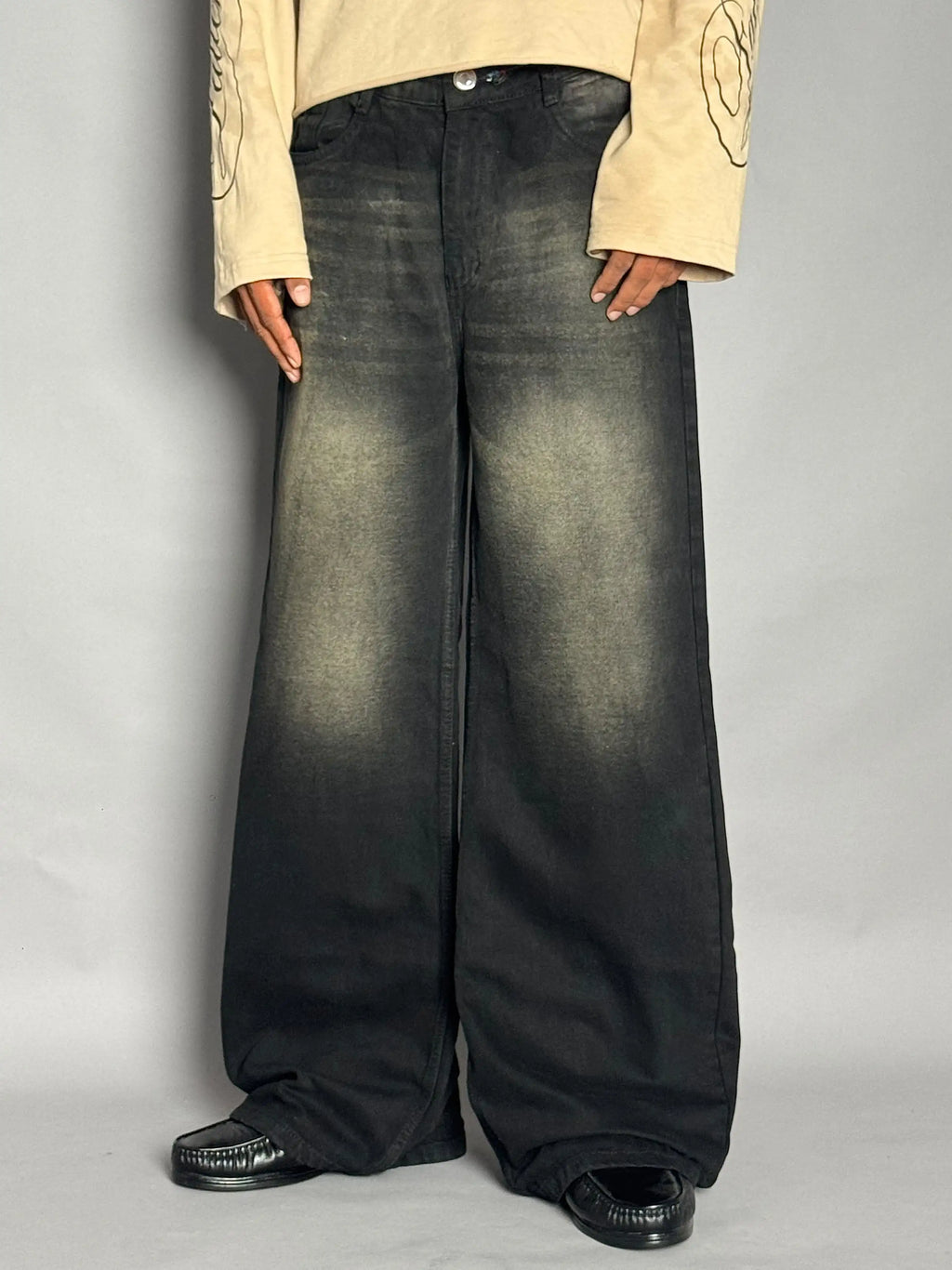 Washed Black Wide-Leg