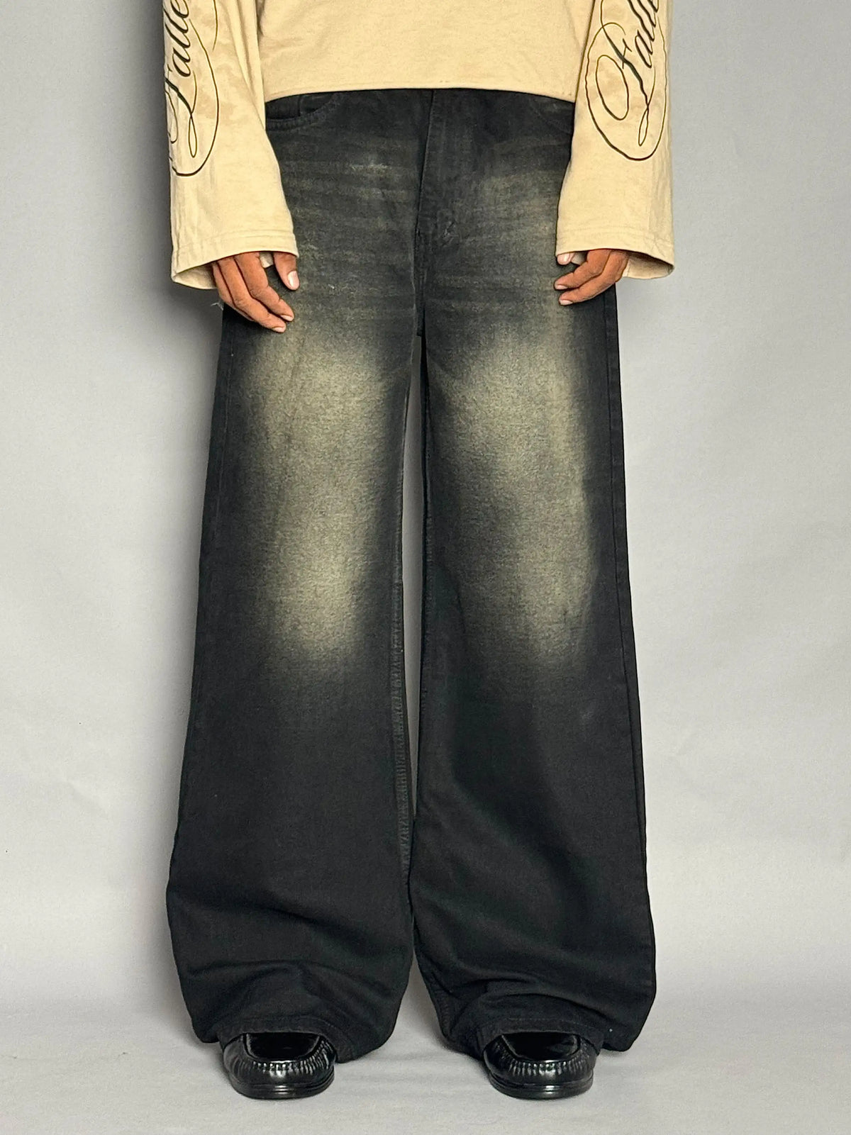 Washed Black Wide-Leg