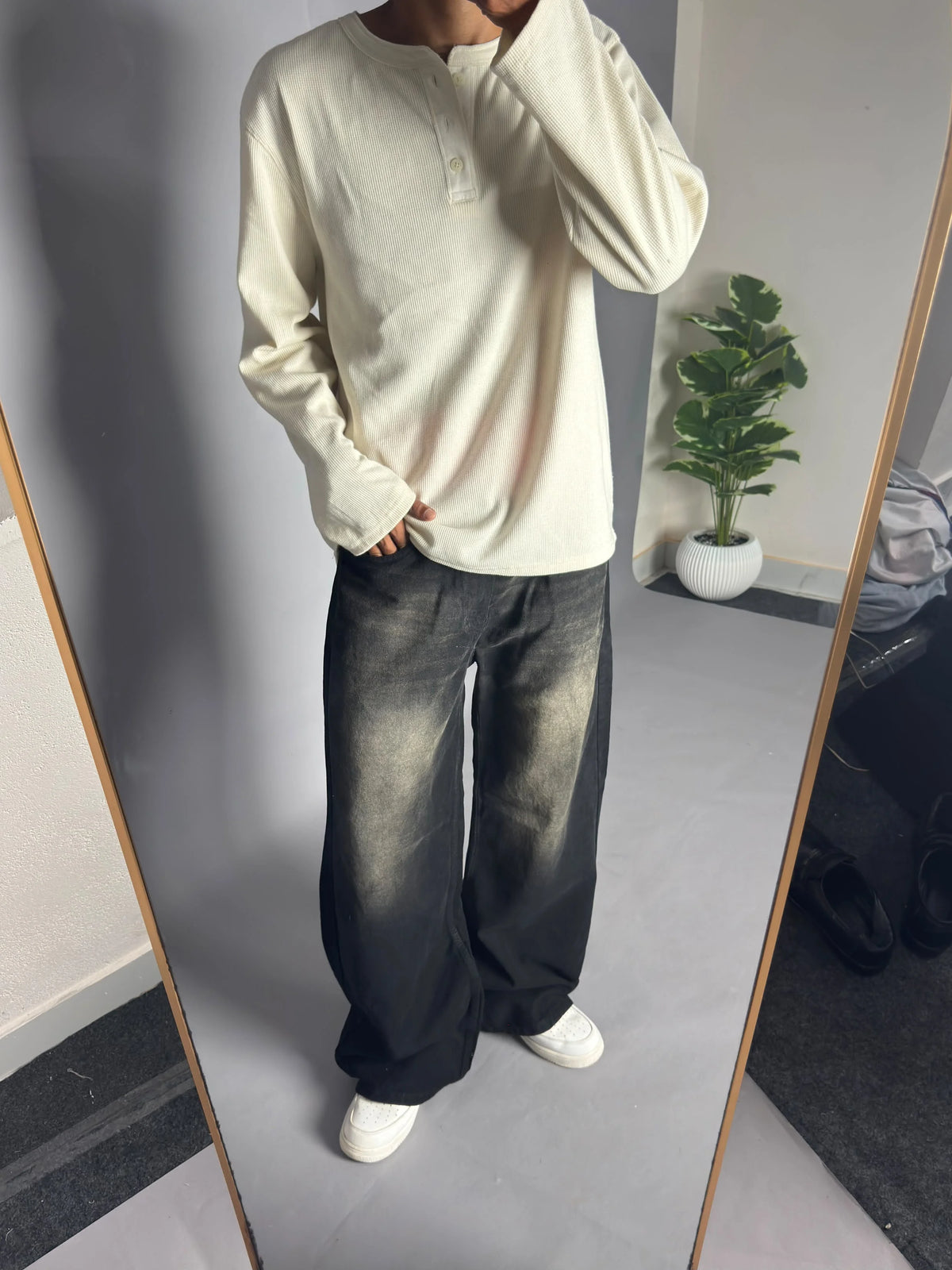 Washed Black Wide-Leg